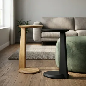 Modern Minimalist Wooden <b>Side</b> <b>Table</b> with <b>Round</b> Top for Living Room Furniture - Product Image 5