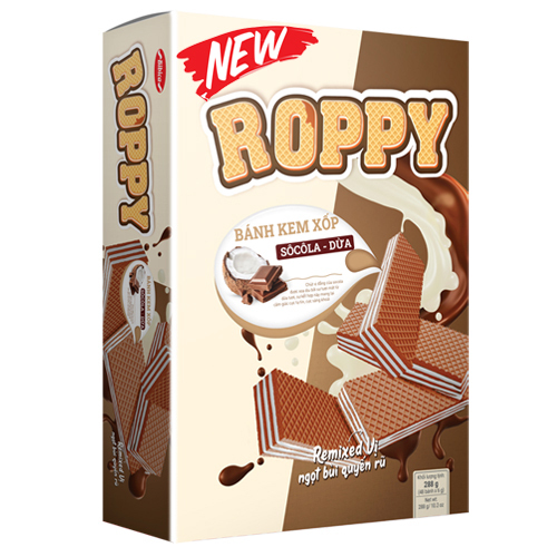 Wholesale Bibica Roppy Flat Wafer Chocolate Coconut 288g/ Vietnamese Bibica Flat Wafer Exporter