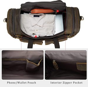 Vintage Comfort Genuine <b>Leather</b> Duffle <b>Bag</b> for Men Women Fashionable Gym Sports Travel <b>Bag</b> with Two Front Pockets Candy Pattern. - Product Image 6