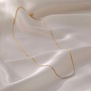 Collar de Perlas de Agua Dulce de Estilo Minimalista Coreano, Cadena de Clavícula Ligera de Lujo, Diseño Versátil de Alta Gama - Product Image 1