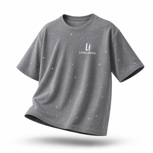 OEM Custom Grey Rhinestone T <b>Shirt</b> <b>Men</b> Oversized Streetwear Casual Short Sleeve Crew Neck Sparkle Graphic Tee Fashion Apparel - Product Image 2