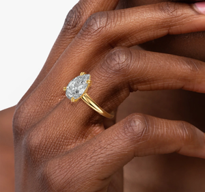 Anillo de compromiso solitario de oro macizo de 14 quilates con diamante de laboratorio de 2 quilates con corte en pera para mujer - Product Image 6