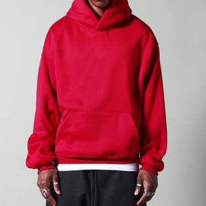 Sudadera con capucha extragrande de color rojo sólido de alta calidad y precio económico para hombre, diseño personalizado, tela de algodón y felpa para uso en invierno. - Product Image 5