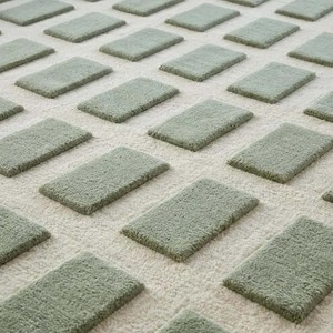Tapis de luxe géométrique vert sauge à motif carré, tapis moderne tufté en peluche pour salon, chambre à coucher, tapis décoratif pour la maison - Product Image 5