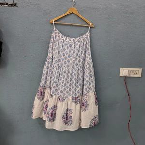 Ethnic <b>Women's</b> Long <b>Maxi</b> <b>Skirt</b> Hand Block Print Floral Cotton Casual Style Elastic Breathable Sustainable-Handmade Nonwoven - Product Image 1