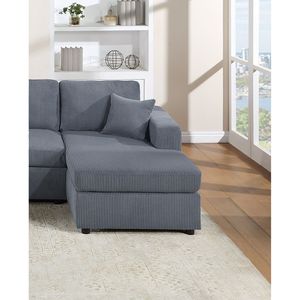 Moderno e Splendido Set Divano Componibile in Velluto a Coste Grigio Scuro 2 Pezzi LAF e RAF con Chaise Longue Senza Braccioli e Divanetto per Soggiorno - Product Image 5