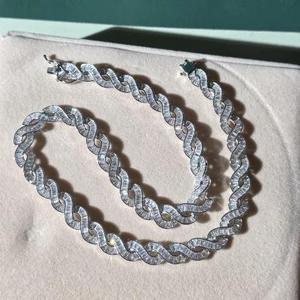 Chaîne cubaine à maillons baguette sertis de diamants, Collier Hip Hop pour homme, Chaîne ras-du-cou scintillante, Bijou lourd de rappeur, Cadeau - Product Image 3