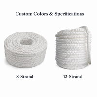 Cordage en polypropylène à 8 et 12 brins, ligne d'amarrage flottante marine pour quai de bateaux, aquaculture et pêche