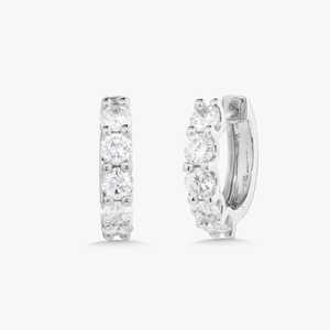 Diamond Hoop Earring Custom 14K Solid Gold 2 Carat Round Lab Grown Minimalist 12mm Hinged Huggies Fine Jewelry B2B Factory Price - Product Image 3