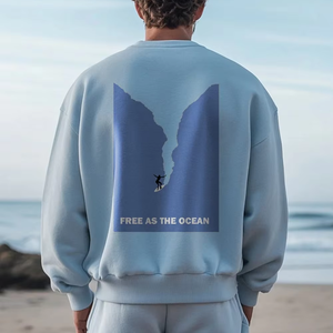 Wholesale OEM Made Custom Logo Oversized Graphic Printed Crew Neck Winter Men's Sweatshirt 480 GSM 100% Cotton <b>Thick</b> <b>Fleece</b> - Product Image 1