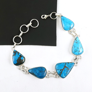 Bracelet en pierres précieuses de turquoise magnadite naturelle de qualité supérieure, en forme de goutte, plaqué argent 925, bijoux faits à la main pour femmes - Product Image 5