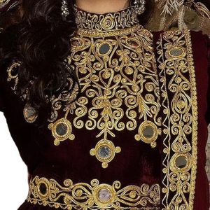 Elegant Afghan Kuchi Style Dress Featuring Heavy Hand Embroidery <b>Mirror</b> Work Statement Jewelry Ethnic Afghani Kuchi Dress - Product Image 5