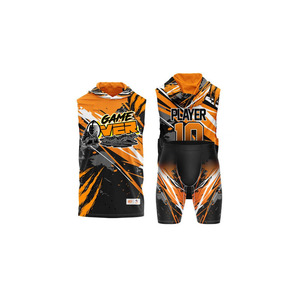 Leverlast Blue Yellow Hooded Compression Sportswear Set Number 6 Customized <b>Jersey</b> and <b>Shorts</b> for Flag Football - Product Image 6