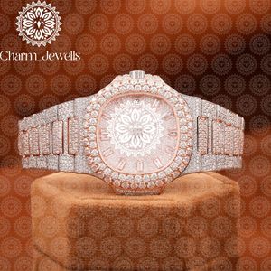 นาฬิกาข้อมือ Charm_Jewells สแตนเลสสตีลหรูหรา ขนาด 40 มม. ระบบอนาล็อก กลไกจักรกล ประดับเพชร กระจกวินเทจ แฟชั่นสำหรับผู้ชาย - Product Image 6