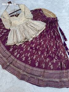 Top Quality Dyeable Viscose Jacquard with <b>Sequin</b>-Embroidered <b>Flared</b> Lehenga-Peplum Readymade Blouse Collection Indian Supplier - Product Image 4
