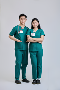 FMF Medical <b>Scrub</b> <b>Set</b> for Healthcare Staff Surgical Green Cotton Spandex Worsted Fabric Ready Inventory - Product Image 3