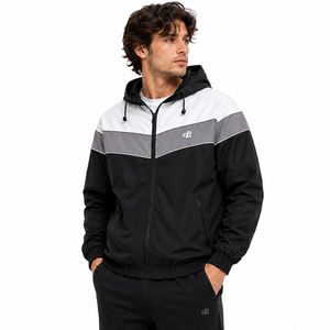 <b>Reflective</b> Piping Contrast Panelled Nylon Hooded Tracksuit <b>Tops</b> Custom jacket for men Lightweight Windbreaker Wholesale OEM - Product Image 3