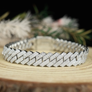 Bracelet cubain unisexe plaqué or et argent, 8mm 10mm 12mm, Moissanite VVS1, motif trèfle, style Iced, bijoux de fête, prix abordable - Product Image 1