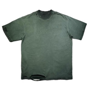 Factory Wholesale 100% Cotton Distressed <b>Men</b> T-shirts <b>Half</b> <b>Sleeves</b> O-Neck Solid Tees Customized Logo Printing for sale - Product Image 1