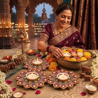 Décoration artisanale indienne pour Diwali et anniversaires, motif mandala vibrant en forme de fleur, en métal durable, écologique et tendance