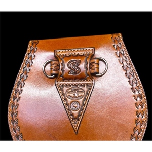Sac de kilt écossais en cuir véritable personnalisé, motif cerf gaufré, design celtique, fait main, pochette de taille traditionnelle des Highlands - Product Image 2