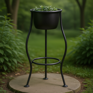 Support de plante en métal pour intérieur, en fer forgé, à trois pieds, socle de 60 cm, support de pot de 44 cm, noir oxydé - Product Image 3