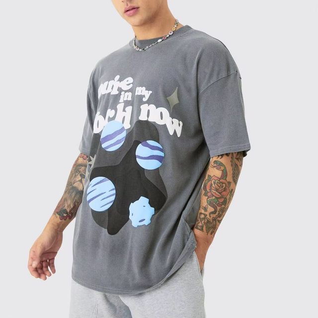 2026 Custom Men Oversized T Shirt Heavyweight Blank Fashion Streetwear