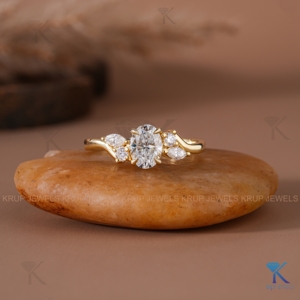 Bague de fiançailles classique en or massif avec diamant ovale de laboratoire, bijoux fins pour mariée, sur mesure pour femme, cadeau de fête - Product Image 1