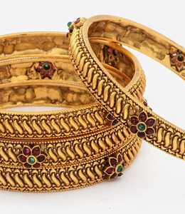 Bracelet en laiton vintage, bracelet en métal doré traditionnel, bracelet de mariage classique pour femmes - Product Image 6