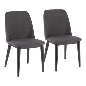 Set di 2 Sedie da Pranzo Contemporanee Tintori in Tessuto Grigio Antracite - Product Image 1