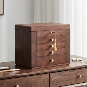 Caja de Almacenamiento de Joyas de Madera de Teca Antigua de Lujo de un Solo Nivel para Sala de Estar - Venta al por Mayor - Product Image 1