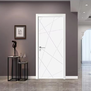 Portes en bois MDF modernes personnalisables, à finition lisse, insonorisées, résistantes à l'humidité, avec film PVC pour salle de bain - Product Image 3