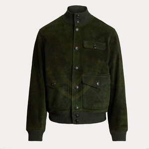 Chaqueta de Cuero de Gamuza para Hombre OEM con Cuello Alto y Logotipo Frontal, Chaqueta de Invierno Reversible Impermeable - Product Image 6