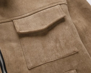 Custom Wholesale High Quality <b>Jacket</b> Windbreaker Heavy Weight <b>Men</b> <b>Suede</b> <b>Jacket</b> - Product Image 4