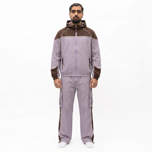 Chándal Reversible con Capucha para Hombre, Ecológico, con Bloques de Color, Cremallera Completa, Bolsillos Laterales, Corte Regular, Ropa Casual de Invierno, 100% - Product Image 1