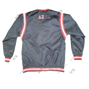 DST reversible jacket pullover v neck <b>black</b> and <b>white</b> memory jacket windbreaker jacket with trims on shoulders - Product Image 2