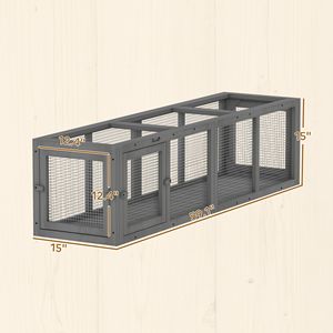 Recinto Estensibile in Legno per Animali Domestici da Esterno da 150 cm con 3 Porte, per Gatti e Cuccioli, con Ruote per Esercizio, Grigio, Tunnel per Gatti da Esterno - Product Image 3