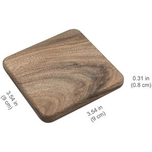 Sous-verres carrés en bois |   Sous-verres en bois massif faits à la main |   Durable et écologique |   100 mm de diamètre |   Cadeau pour les couples Décoration d'intérieur - Product Image 6