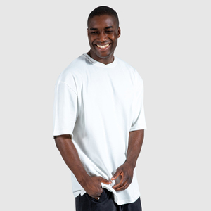 T-shirt Homme Oversize 100% Coton Respirant de Haute Qualité, Col Montant, Coupe Boxy à Épaules Tombantes, Design Personnalisé OEM, Vêtement Décontracté - Product Image 2