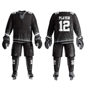 Custom <b>Ice</b> Hockey Jersey and Pants Set Sublimated Print Moisture Wicking Full Sleeve Men's Athletic Uniform White Black Green - Product Image 5