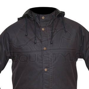 Veste de chasse en toile cirée, résistante à l'eau et au vent, marron, à capuche, pour le camping en plein air, avec logo brodé, veste de chasse pour homme - Product Image 3