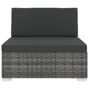 Siège central sectionnel gris poly rotin avec coussins Meubles de patio - Product Image 3