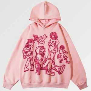 Vêtements pour femmes, sweats à capuche, coupe régulière, manches tombantes, tricot épais de haute qualité, 100% coton, hiver - Product Image 3