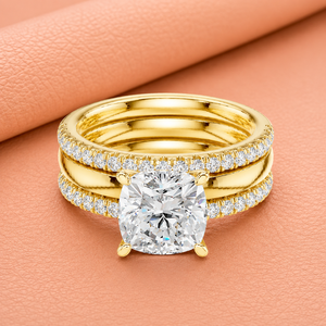 Luxury <b>Cushion</b> Cut Diamond Eternity Band <b>Ring</b> in 14K Yellow/White/Rose Gold Rhodium Plated for Women <b>Wedding</b> Anniversary Jewelry - Product Image 1