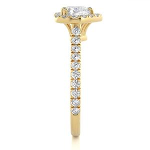 Bague de fiançailles en or jaune 14 carats avec diamant de laboratoire taille cœur 2 carats, halo pavé, pour femme, certifiée GIA, cadeau d'anniversaire - Product Image 5