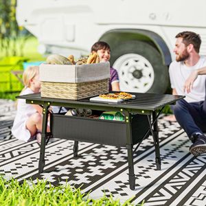 Piccolo 3ft tavolo pieghevole in alluminio per esterni portatile campeggio barbecue da Picnic con contenitore borsa per il trasporto nero - Product Image 1