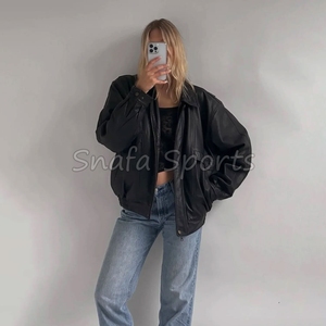 Women Fashion <b>Leather</b> <b>Jacket</b> Over Sized Drop Shoulder Style Designer Girls Casual Distressed Vintage Real <b>Genuine</b> <b>Leather</b> <b>Jacket</b> - Product Image 5