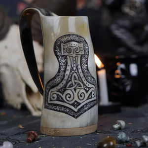 Venta caliente vikingo medieval bebiendo taza de cuerno de buey para cerveza hidromiel y cerveza jarra de cuerno de búfalo natural a la venta por FWE - Product Image 3
