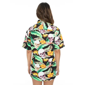Camisas hawaianas unisex OEM con logo personalizado impreso, camisas tropicales casuales, camisas Aloha modernas, camisetas de playa con botones y estampado floral de verano - Product Image 6