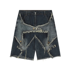 Pantalones Cortos de Mezclilla Premium para Hombre, Fabricante, Logotipo Personalizado, Mezclilla Elástica Flexible, Corte Relajado Contemporáneo, Prenda Lavada, Casual de Verano - Product Image 1